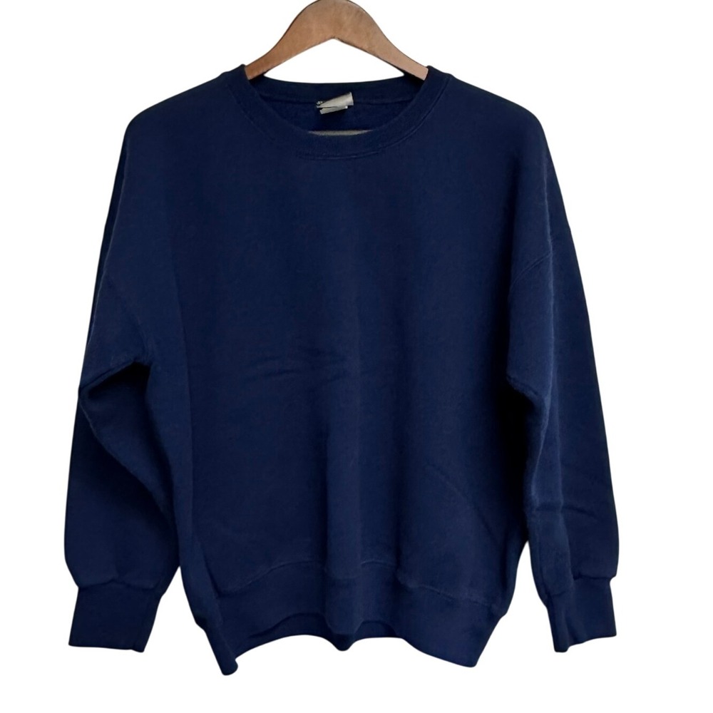 VTG Lee Heavyweight‎ Blank Navy Crewneck Sweatshirt Boxy Cut 2XL
